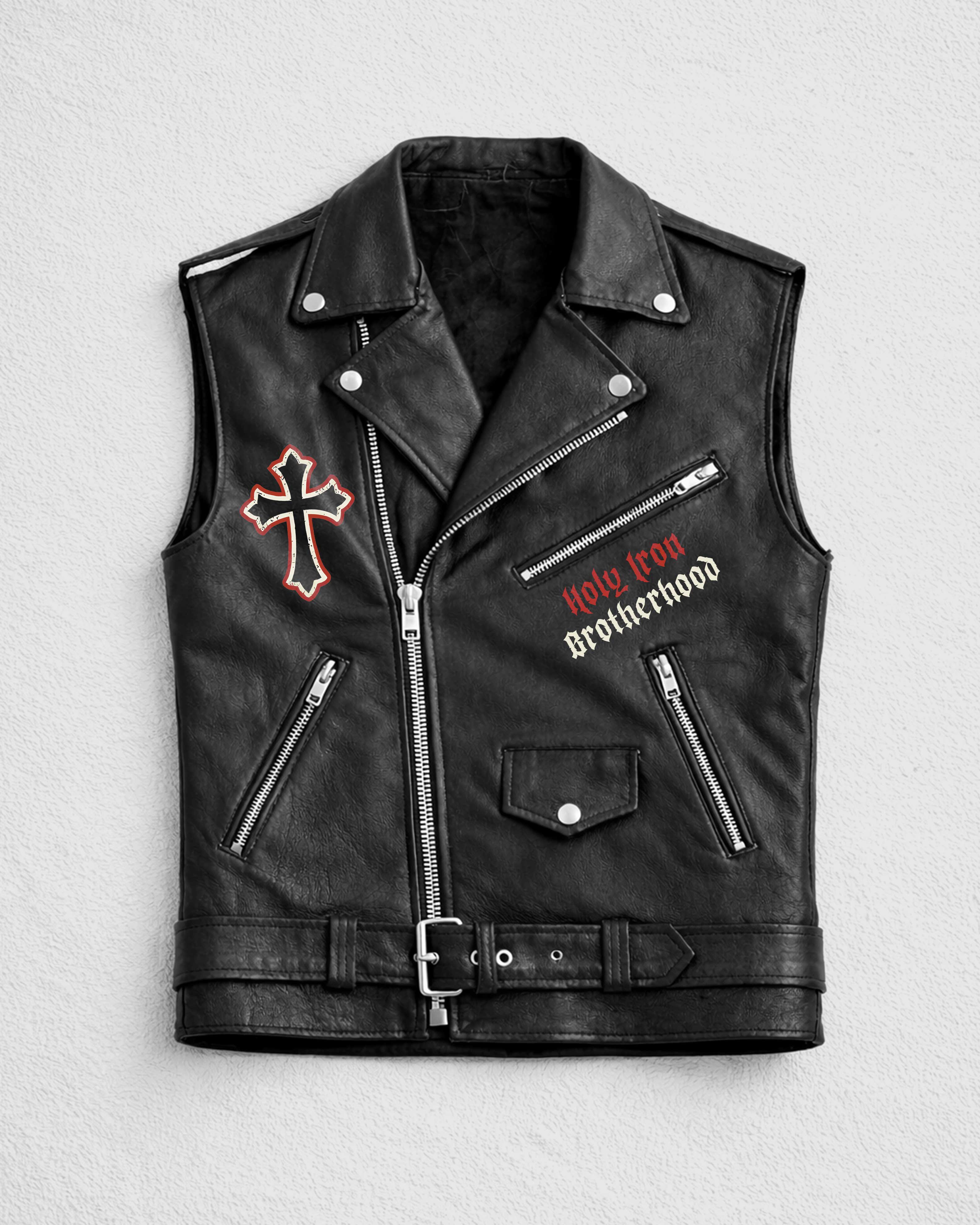 Holy Iron Brotherhood Zip Leather Vest