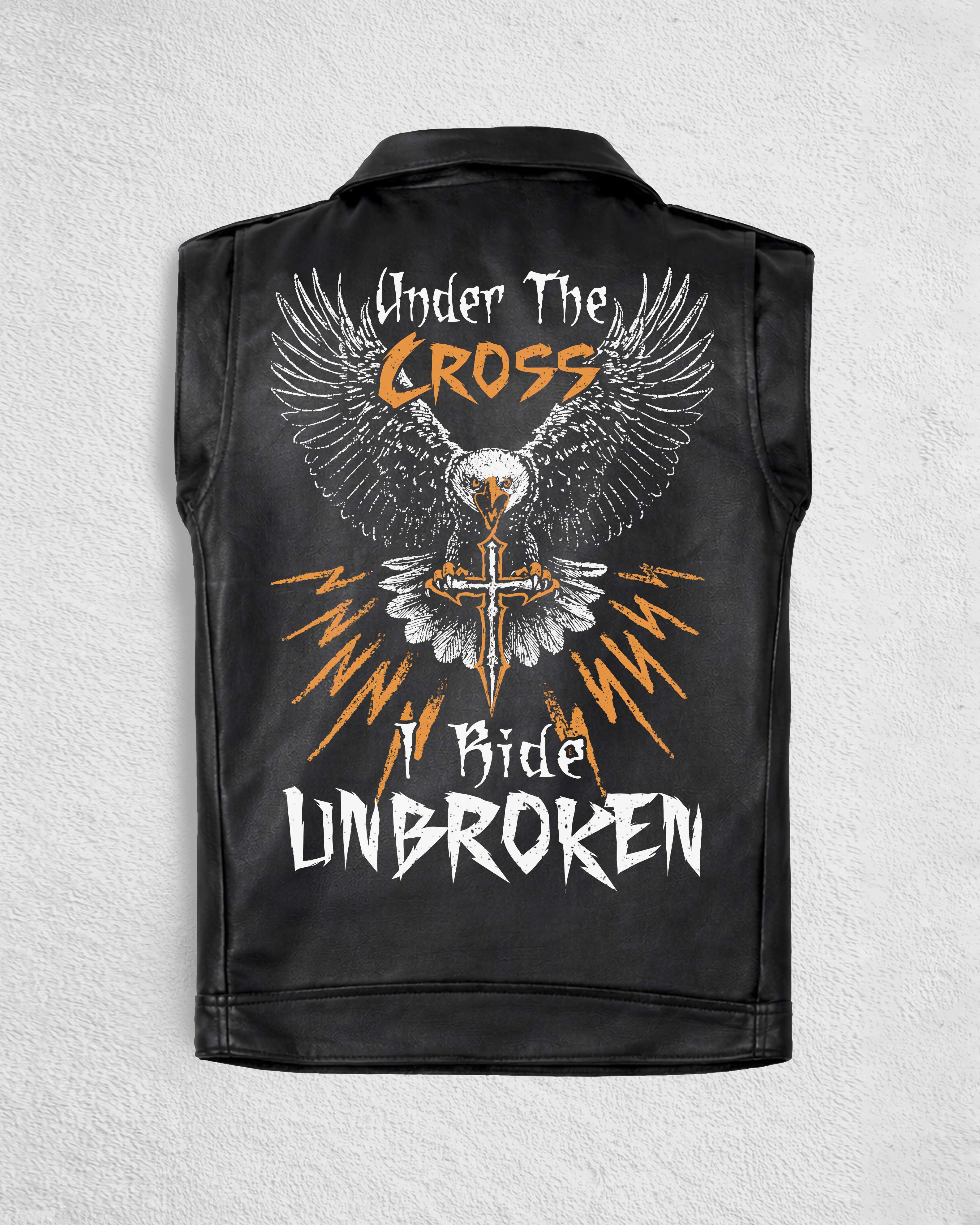 Under The Cross I Ride Unbroken Zip Leather Vest