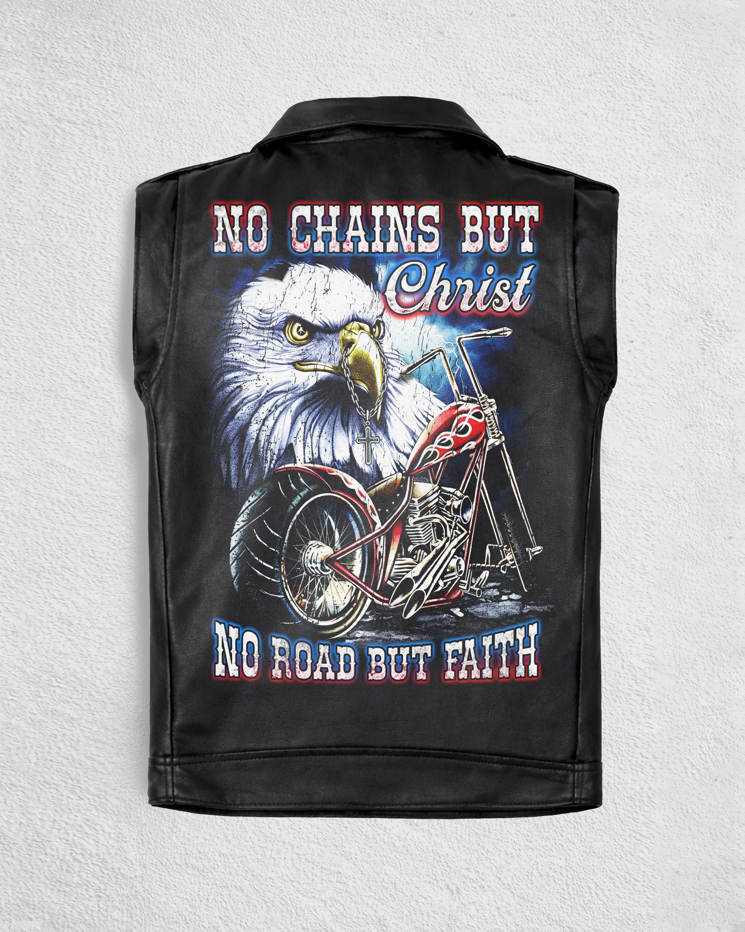No Chains But Christ Zip Leather Vest