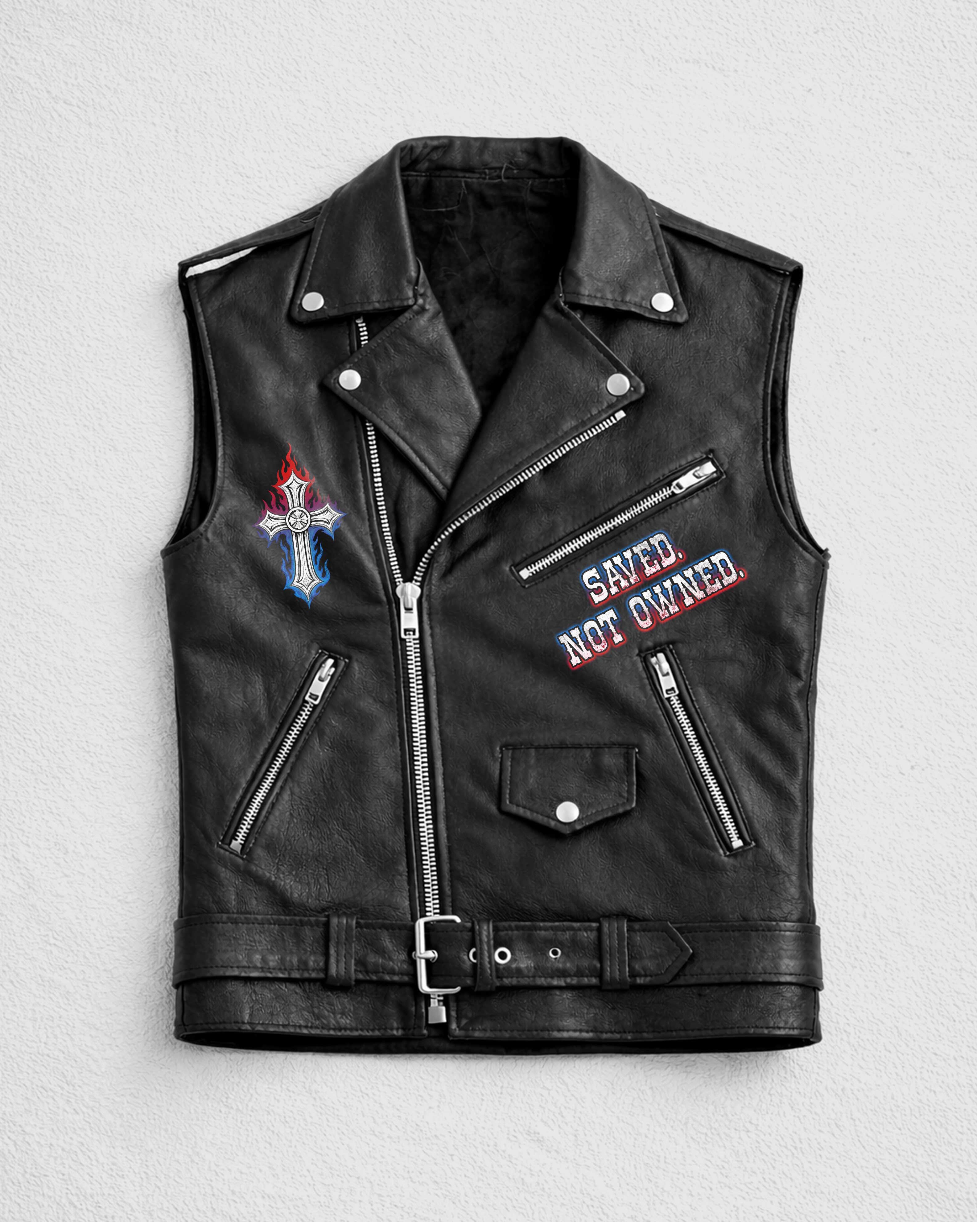 No Chains But Christ Zip Leather Vest